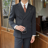 英伦修身男士双排扣纯色西服新郎伴郎礼服外套X913-P135，男装西服，电商C308