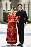 中式新郎西服套装婚礼伴郎礼服男士高级感立领西装LJT938-P205，男装西服套装，电商C308