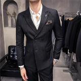 20秋冬款英伦韩版修身条纹双排扣男士西服外套X903A双排扣-P135，男装西服，电商C308