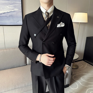 英伦韩版修身纯色双排扣男士休闲西服套装 LJT891-P230图片
