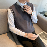 秋冬毛衣马甲套头V领针织衫背心无袖保暖坎肩上衣MY3-P45，男装背心/马甲，电商C308