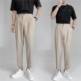 22春夏轻熟风微宽时尚休闲裤阔版条纹小脚九分西裤K13-P65，男装西裤，电商C308