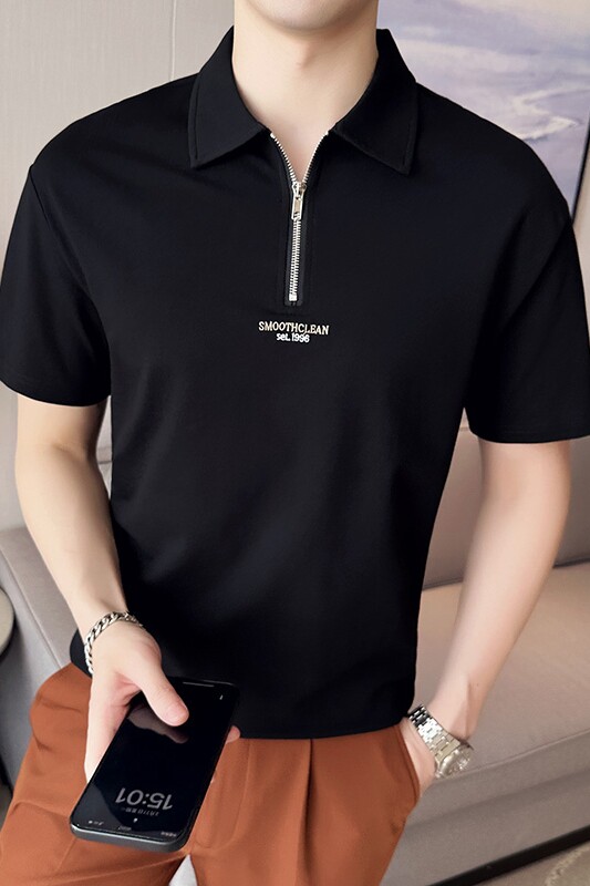 夏季男士休闲polo衫t恤潮流修身翻领半袖polo衫白色F9510-P58,男装T恤,电商C308