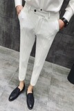 24春夏款休闲裤男商务条纹男士西裤男式修身九分裤K726-P65，男装西裤，电商C308