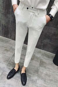 24春夏款 休闲裤男 商务条纹男士西裤 男式修身九分裤K726-P65图片