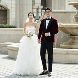 新郎西服套装婚礼伴郎礼服男士高级感枪驳领丝绒西装LJT941-P205，男装西服套装，电商C308