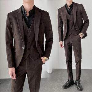 ins轻熟风秋冬韩版修身男士虚线条纹休闲西服三件套 SJT937-P265，男装西服，电商C308