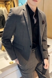 20秋冬款英伦韩版修身男士时尚休闲格子西服套装LJT959-P230，男装西服套装，电商C308