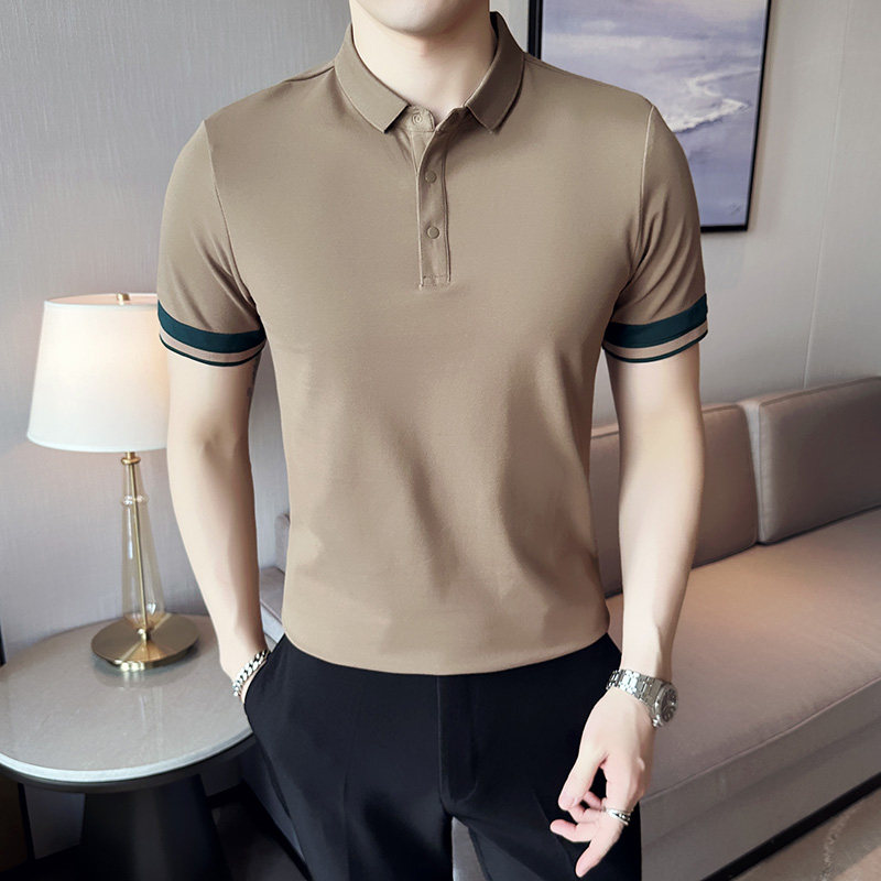 男士休闲polo衫t恤潮流修身翻领半袖polo衫白色C60025-P58,男装T恤,电商C308