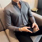秋冬英伦纯色男士衬衣韩版修身长袖衬衫男C88269-P65，男装衬衫，电商C308