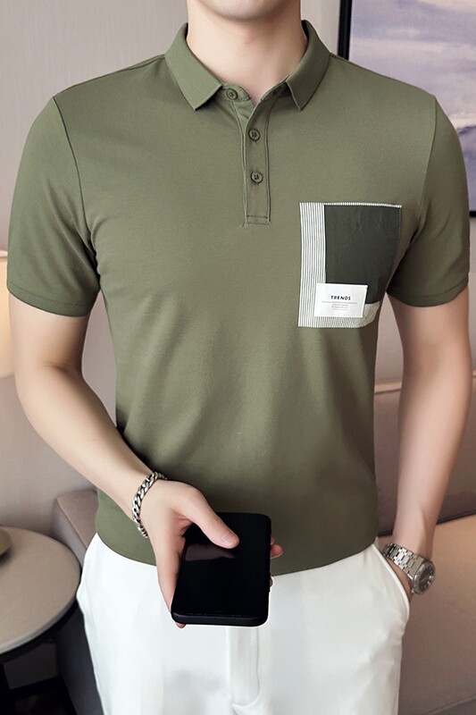 男士休闲polo衫t恤潮流修身翻领半袖polo衫黑色C60038-P58,男装T恤,电商C308
