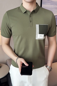 男士休闲polo衫t恤 潮流修身翻领半袖polo衫黑色C60038-P58图片