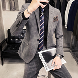 20秋冬款英伦韩版经典时尚格子修身男士单西服外套X905-P150，男装西服，电商C308