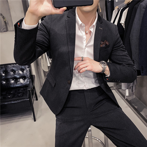 20秋冬款 英伦韩风修身男士商务纯色西服二件套套装 LJT830-P205图片
