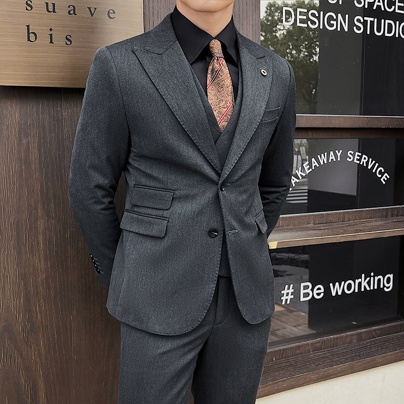 英伦修身男士二粒扣纯色西服新郎伴郎礼服小西装X921-P150，男装西服，电商C308