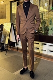 秋冬英伦韩版修身男士商务休闲一粒扣呢料西服套装黑色LJT33-P220，男装西服套装，电商C308