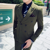 秋冬新款英伦韩版修身男士双排扣纯色单件西服外套X135-P135，男装西服，电商C308