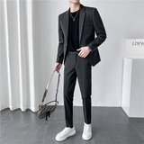 ins轻熟风韩版修身男士休闲虚线条纹西服西装套装LJT937-P210，男装西服套装，电商C308