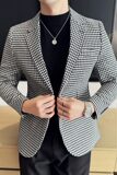 英伦韩版修身男士休闲千鸟格西服加厚外套X929-P155，男装西服，电商C308
