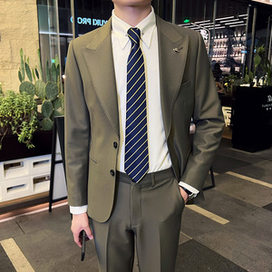 秋冬款英伦韩版修身男士商务休闲纯色西服外套天蓝色X889-P155