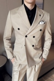 春季英伦韩版修身纯色双排扣时尚休闲男士西服外套X891-P155，男装西服，电商C308