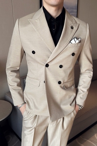 春季 英伦韩版修身纯色双排扣时尚休闲男士西服外套  X891-P155图片