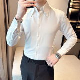 春季英伦条纹衬衫男长袖薄款潮流帅气修身休闲纯色衬衣XT31-P68，男装衬衫，电商C308