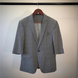 20春夏款 潮男英伦纯色格子中袖西服X159-P130图片