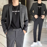 轻熟风ins韩版修身男士休闲西服二件套新郎西装套装LJT24-P230，男装西服套装，电商C308