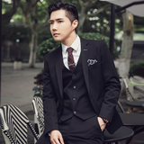 高品质秋冬韩版修身商务男士西服三件套新郎西服套装SJT830-P265，男装西服套装，电商C308