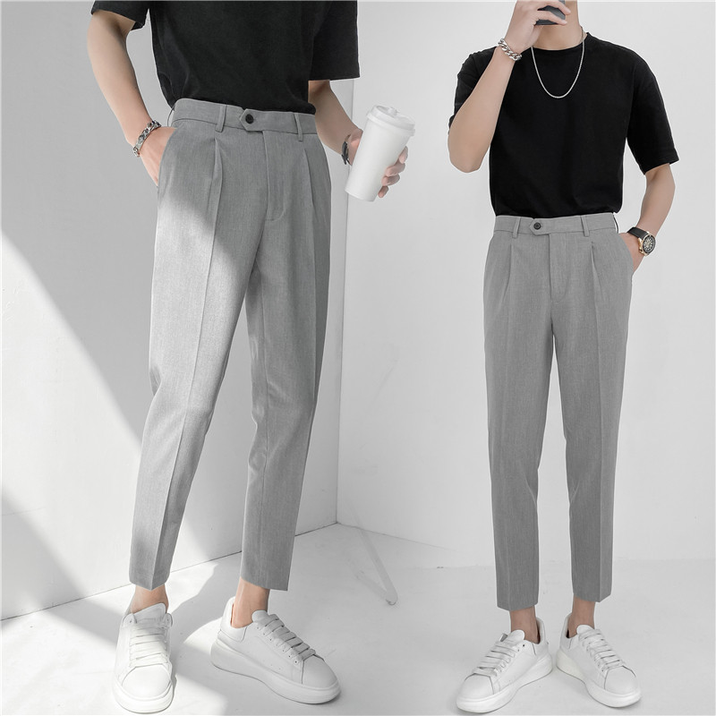 轻熟风时尚休闲男裤韩版纯色小脚九分西裤K20-P65，男装西裤，电商C308