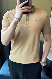 夏季男士休闲短袖刺绣polo衫 潮流修身翻领半袖t恤白色C60024-P58图片