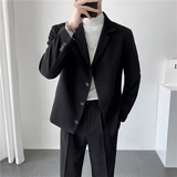 ins轻熟风英伦纯色西服外套阔版宽松休闲小西装X27四粒扣-P150，男装西服套装，电商C308