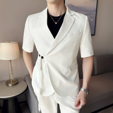 春夏休闲中袖斜扣小西服外套韩版修身英伦潮男单西装X39-P135，男装西服套装，电商C308