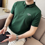 夏季男士休闲polo衫t恤潮流修身翻领半袖polo衫绿色C60045-P58，男装T恤，电商C308