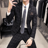 20秋冬款英伦韩版经典时尚格子修身男士单西服外套X905-P150，男装西服，电商C308