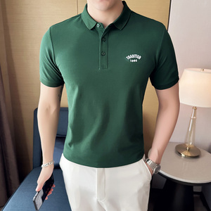 男士休闲polo衫t恤 潮流修身翻领半袖polo衫绿色C60045-P58图片