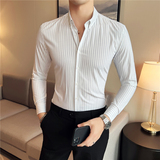 秋冬英伦条纹男士衬衣韩版修身长袖衬衫男C88270-P65，男装衬衫，电商C308