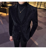 英伦韩版修身男士商务休闲二粒扣灯芯绒西服加厚外套绿色X32-P170，男装西服，电商C308