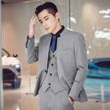 高品质韩版修身立领男士西服三件套新郎西服套装SJT954-P280，男装西服套装，电商C308