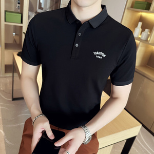 夏季男士休闲polo衫t恤潮流修身翻领半袖polo衫绿色C60045-P58