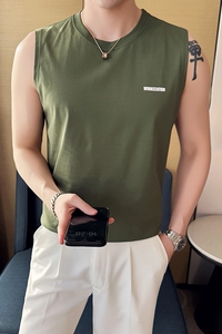 夏季 男士潮流纯色圆领字母T恤 英伦流行无袖男士体恤  B7730-P43图片