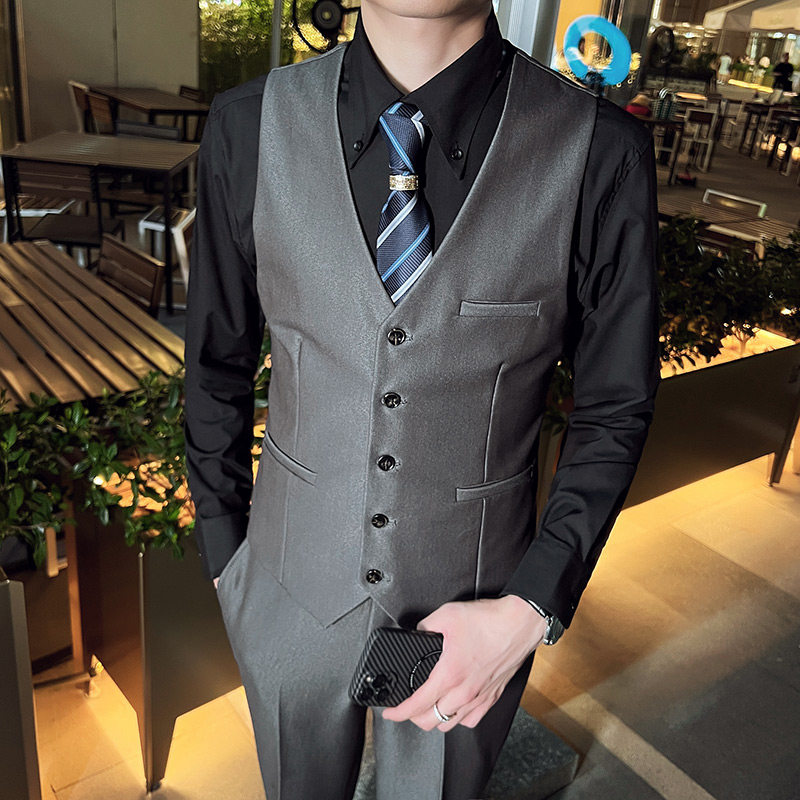 英伦商务韩版修身男士V领马甲新郎伴郎小马甲米白色MJ888-P60,男装背心/马甲,电商C308
