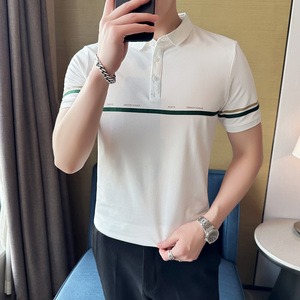 男士休闲polo衫t恤潮流修身翻领半袖polo衫黑色C60008-P58,青年运动装怎么搭配好看图片
