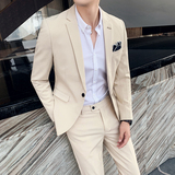 秋冬款英伦韩版修身男士休闲商务西服套装中灰色LJT830-P205，男装西服套装，电商C308