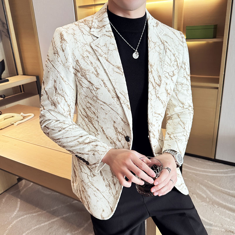 英伦韩版修身男士休闲灯芯绒西服加厚外套X945-P155，男装西服，电商C308