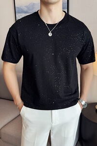 英伦风痞帅圆领满天星短袖T恤夏季男装半袖休闲体恤T90-特P35图片