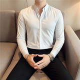 秋冬英伦纯色男士衬衣韩版修身长袖衬衫男C88269-P65，男装衬衫，电商C308