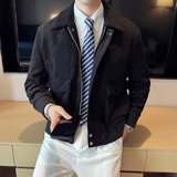 秋冬英伦修身韩版翻领纯色夹克灯芯绒加厚男外套黑色F21806-P155，男装夹克，电商C308