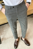 秋冬新款英伦韩版免烫修身西裤男士休闲格子商务长裤K956-P70，男装西裤，电商C308
